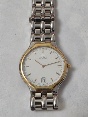 オメガDe Ville VINTAGE OMEGA DE VILLE SYMBOL QUATZ DATE WHITE DIAL 18K