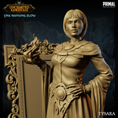 Sorceress Warlock Witch Human Female Mirror 32mm scale D&D TTRPG mini
