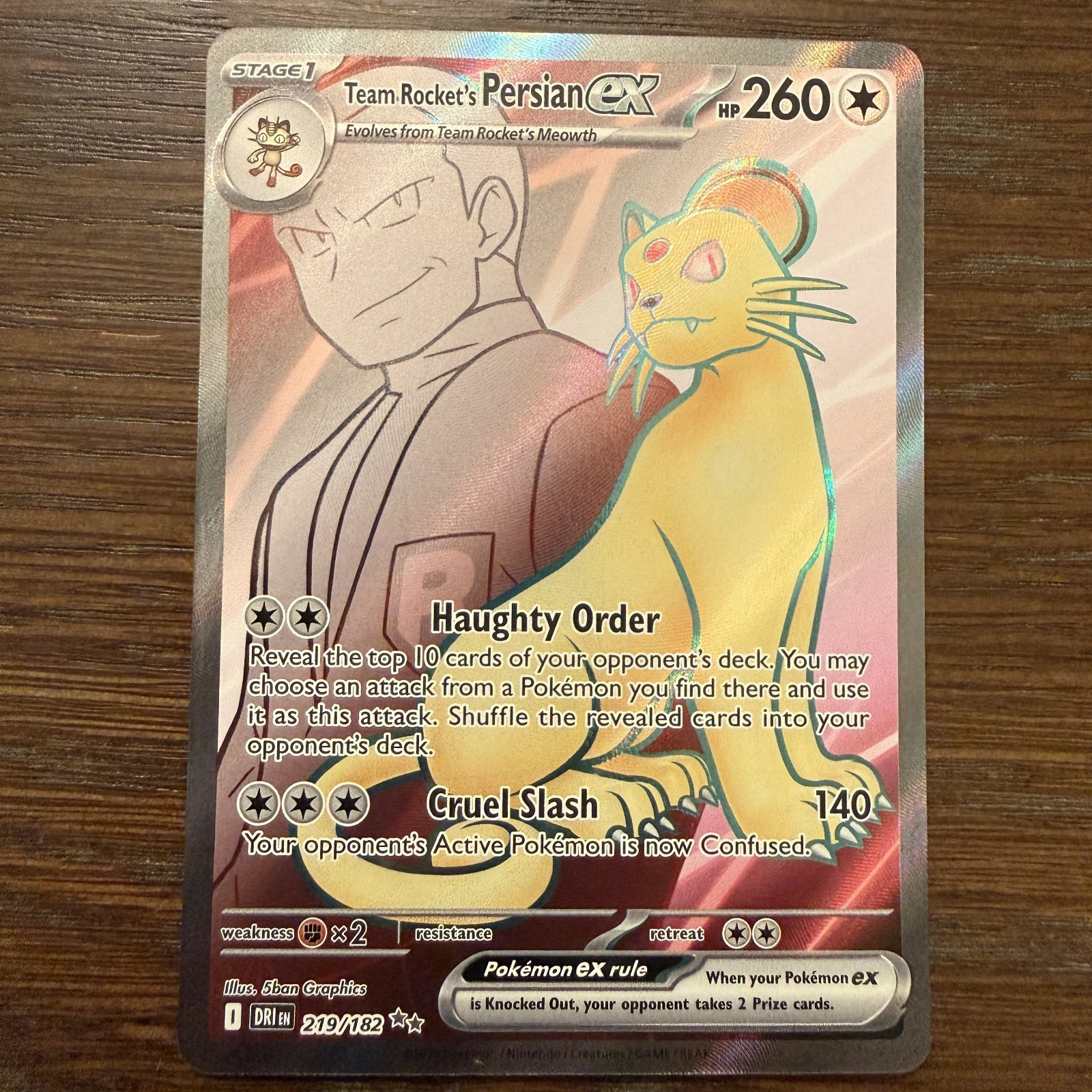 Team Rocket's Persian ex 219/182 Sv10: Destined Rivals Holo
