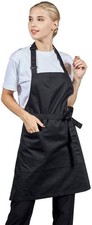 Unisex Cooking Kitchen Chef Aprons with Pocket - Black