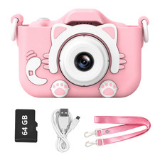 Kids Digital Camera for Girls Boys 1080P Video Camera 64GB SD Card Birthday Gift
