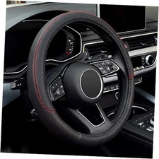 LABBYWAY Steering Wheel Cover, Universal Fit 15 Inch Microfiber Leather black