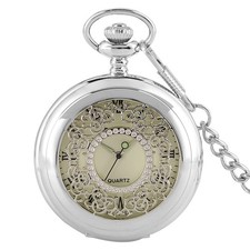 Mens Womens Roman Numerals Luminous Quartz Pocket Watch Necklace Waist Chain