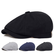 8 Panels Newsboy Flat Cap Mens Peaky Blinders Baker Golf Driving Boy Beret Hat