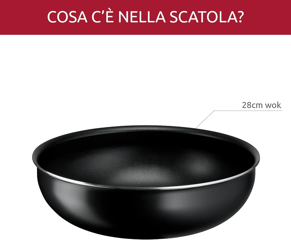 Ingenio Essential plus Wok Ø 28 Cm, Pentola Wok Antiaderente in Alluminio per Ga - Immagine 2 di 4