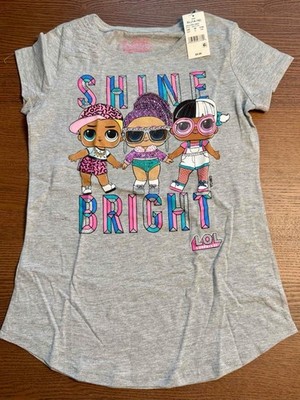 L.O.L. Dolls SHINE BRIGHT Girl's Short Sleeve T-Shirt, XL, Brand NEW W/Tag