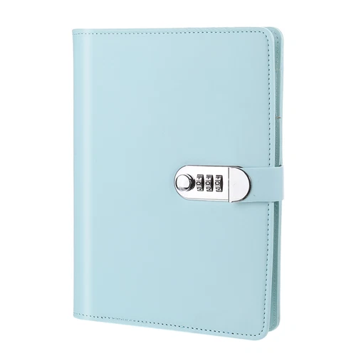 A5 Diary with Lock Journal with Lock Cute Leather Binder Refillable Paper Blue - Picture 1 of 7