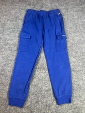 Champion Boys L 14/16 Blue Cargo Fleece Jogger Sweatpants Streetwear Athleisure