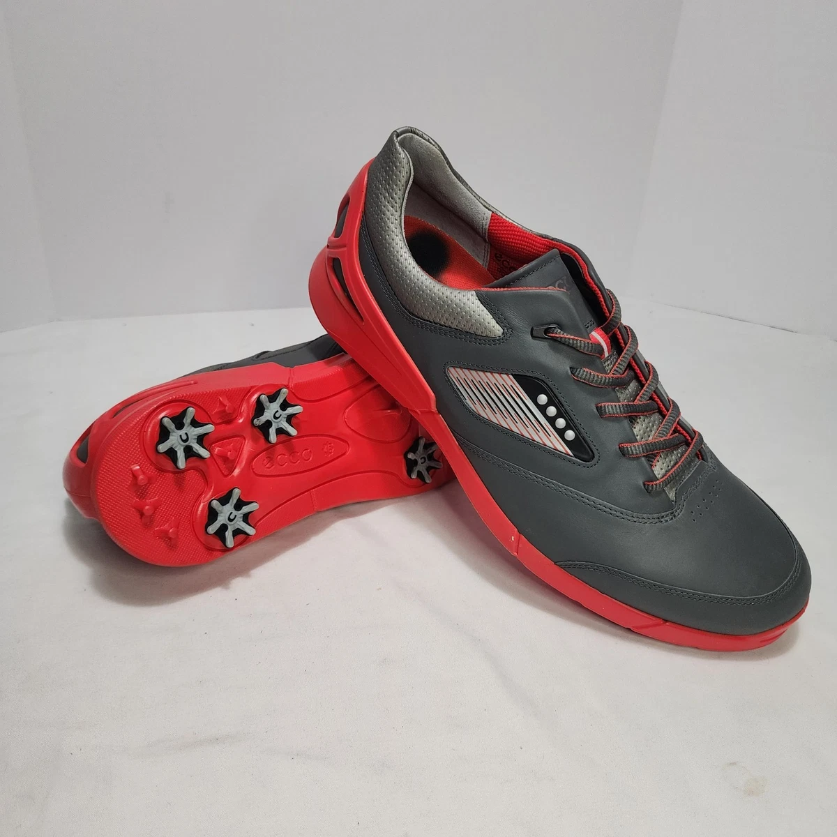Ecco S-Drive  Gray Suede Red Spikeless Golf Shoe Men\'s 10 (EU 43) ECCO Red Golf Shoes for Men for sale | eBay main image 4