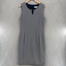 Calvin Klein Dress Womens 10 Black Textured Dot Knit Sheath Career Office NWT