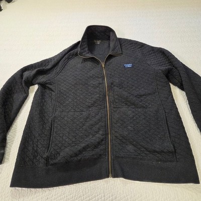LL Bean Mens XL Quilted Full Zip Sweatshirt Mock Neck Charcoal Gray Traditional