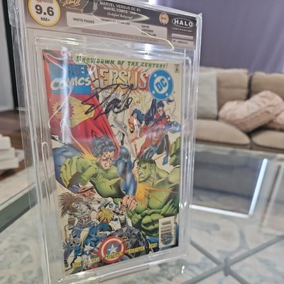 Marvel vs DC #3 1996 Signed Stan Lee Superman vs Hulk Batman vs Cap Rare 9.6