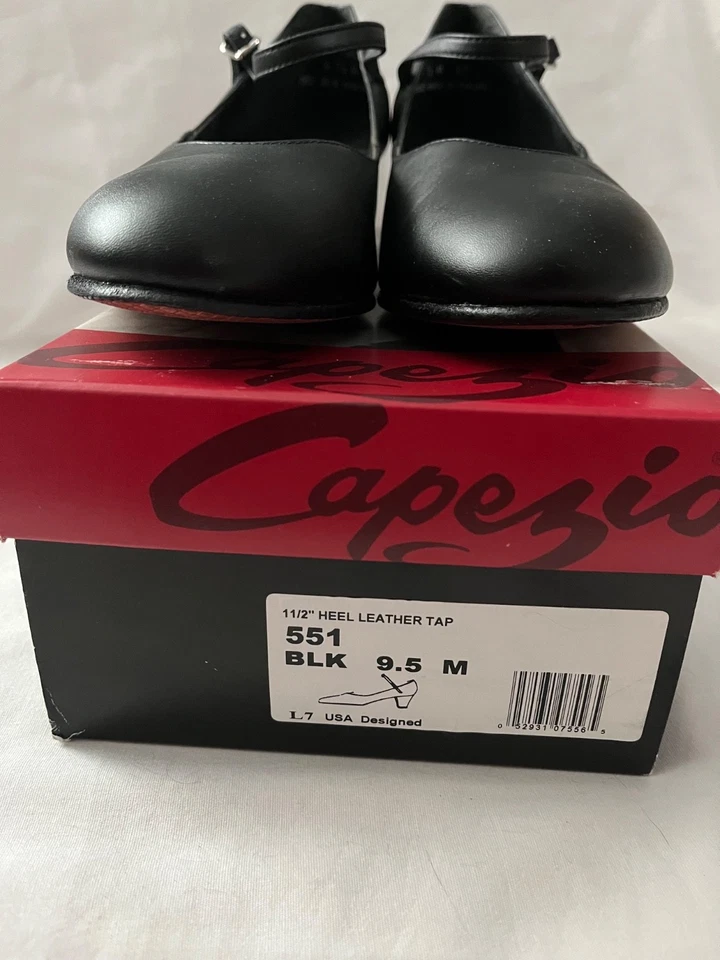 Capezio Negro 1/2” Tacón Cuero Mary Jane Tap Zapatos Para Mujer EE. UU. 9.5 Mediano IOB Foto 2 de 4