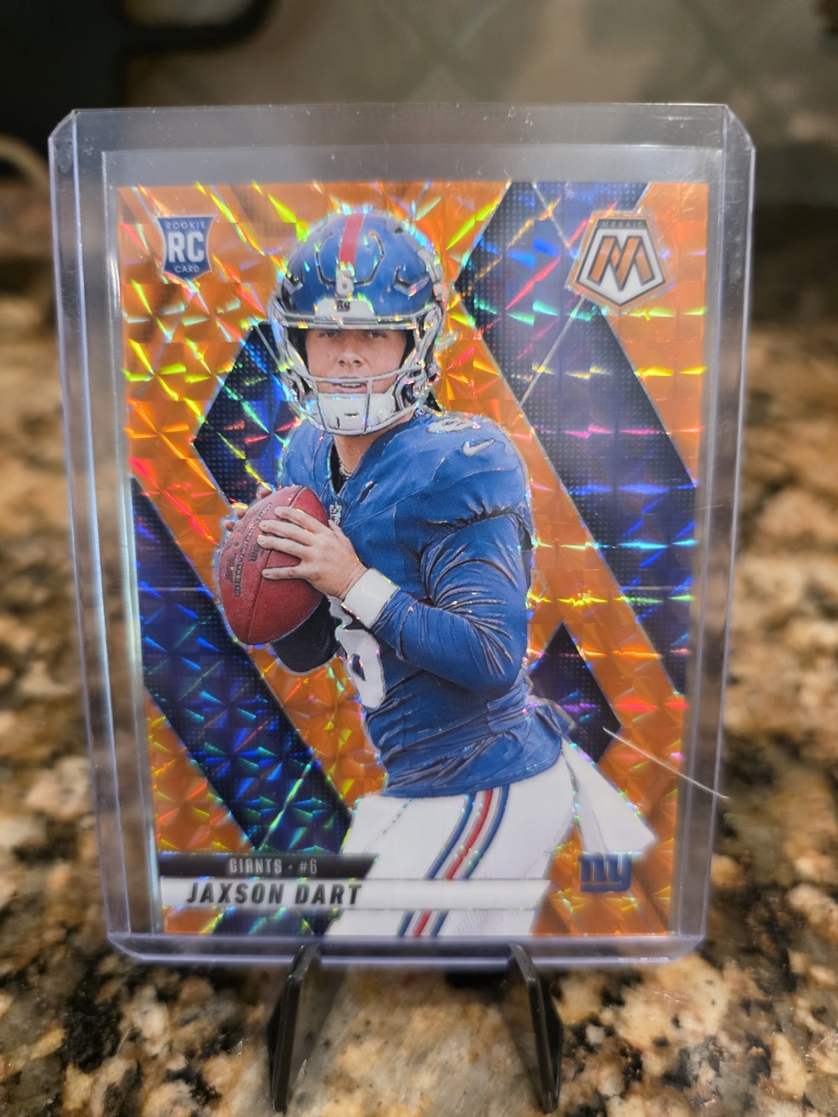 2025 Panini Mosaic - Rookies Jaxson Dart #362 Orange Mosaic Prizm /199 (RC)