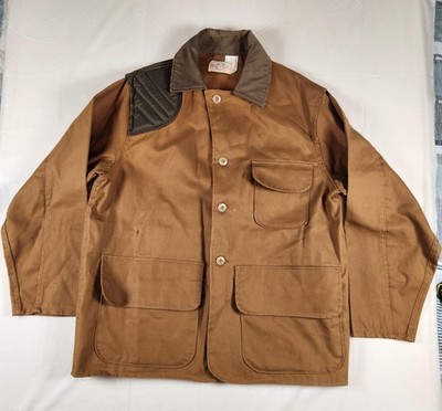 VTG Saftbak Hunting Jacket Mens XL Brown Canvas Game Pouch USA Duck Bird