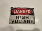 Vintage Porcelain Steel Sign Danger High Voltage Ready Made Sign Co NY 7”x10”
