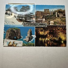 Lebanon, The Cedars, Ruins of Byblos, Cont. Vtg Postcard - Posted 1968