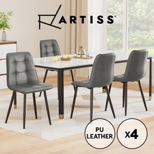 Artiss 4x Dining Chairs Retro PU Leather Kitchen Lounge Cafe Accent Chair Grey