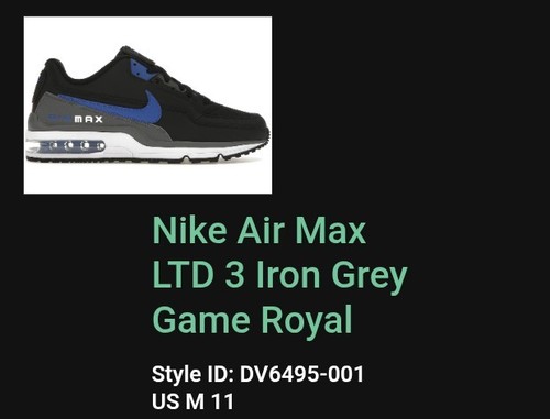 Nike Air Max LTD 3 DV6495-001 Iron Grey/Black/White/Game Royal Men's Low Top.