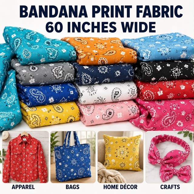 Sedona Designz Bandana Poly Cotton 58 Inch Wide Fabric by The Yard