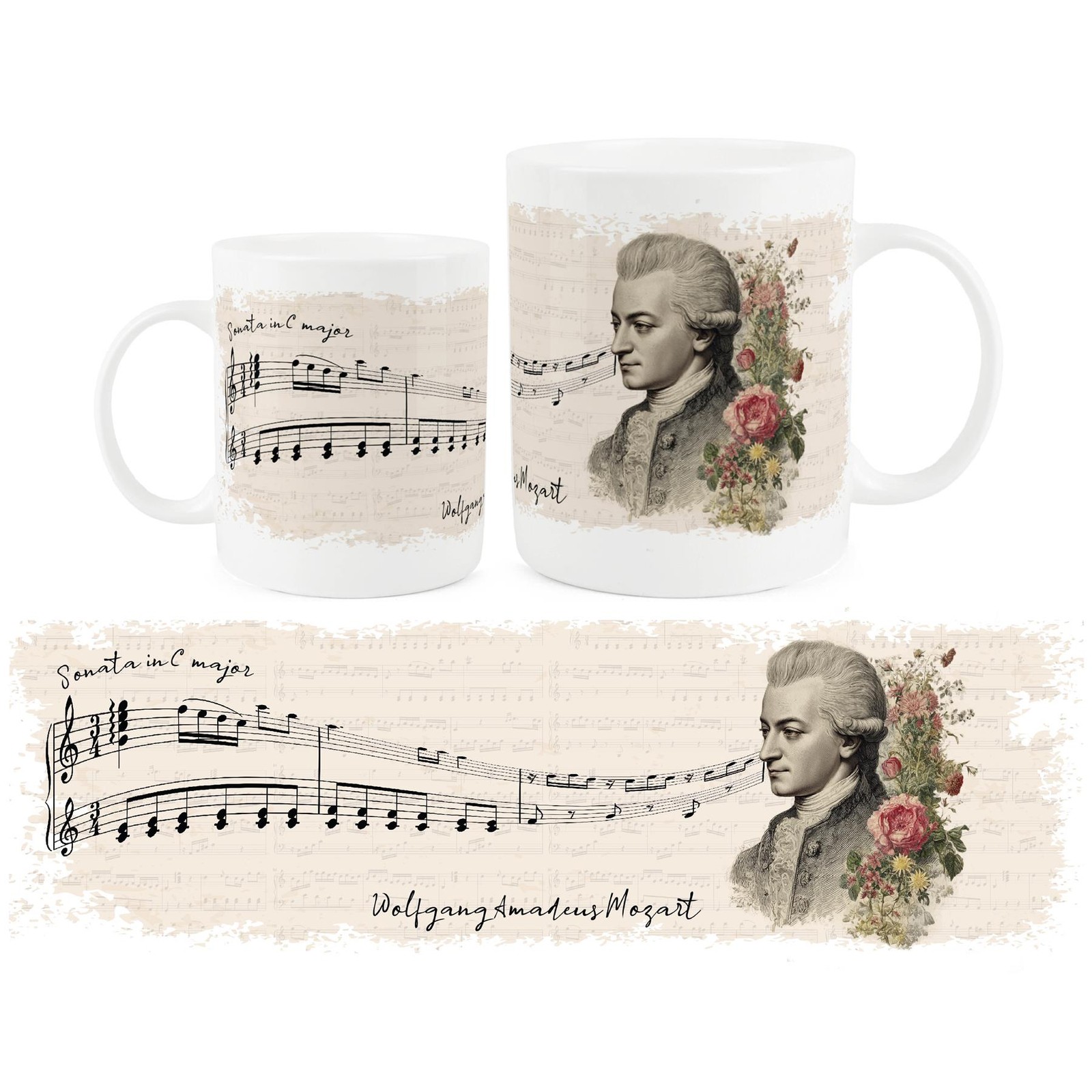 Mozart Coffee Mug - Classical Music Composer 400ml Bone China Cup Gift