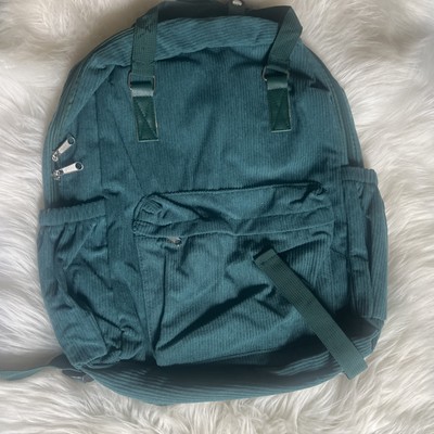 BNWT Metropack True Deep Green Corduroy Backpack Adjustable Straps 12x16x5in