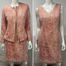 Talbots Pink Tweed 12P Dress & 10P Blazer Jac...
