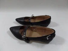 Report Womens Ballet Flats Size 7.5 Black Slip-on Pointed Toe w/2 Buckle Straps
