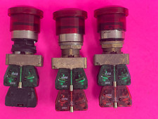 Allen Bradley Red Illuminated Push Button W/800E-2D0 Contact Block Lot of 3 