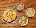Silver 1964 D Quarter & 1949 D, 1961 D 1964 D Dimes