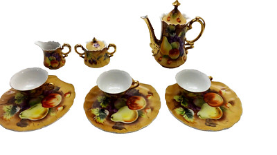 Vintage Lefton China Tee & Toast Set - Heritage Brown - 20591 - Schwer Gold