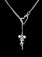 Cheerleader Necklace Cheer Cheerleading Squad Pom Pom Gift Heart Lariat Jewelry