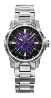 Zelos AURORA FIELD 38mm TI Hammered NEBULA Watch - VERY GOOD