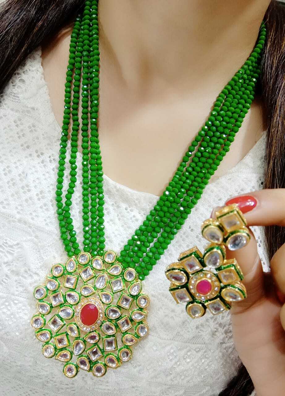 Indian Bollywood Collar Joyería Gargantilla anuncio piedra verde pendientes de Oro Perla Moti | eBay
