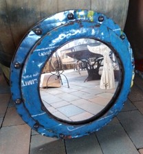 SPECCHIO IN METALLO ANTICO OBLÒ MARITTIMO VINTAGE RETRÒ SPECCHIO DA PARETE 48...