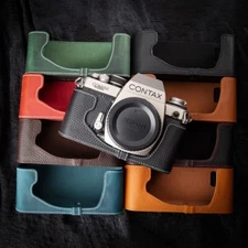 For Contax S2 Handmade Genuine Real Leather Half Camera Case Bag Cover
