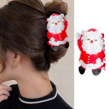 Christmas Hair Claw Clips 1Pcs Large Acrylic Hair Clips Red Santa Claus Shape...
