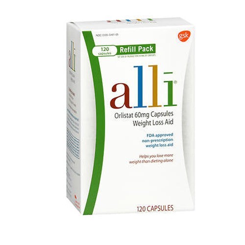 alli Weight Loss Diet Pills, Orlistat 60 mg Capsules 120 Count Refill