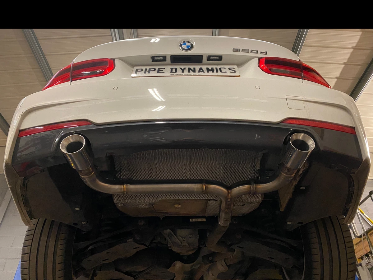 PIPE DYNAMICS BMW 320D LCI F30 F31 DUAL EXIT CONVERSION REAR EXHAUST 340i  STYLE