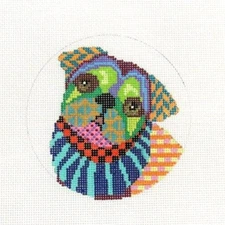 Pajamas and Chocolate Patt Pug Face Ornament Handpainted Needlepoint Canvas