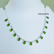 Peridot Gemstone 925 Sterling Silver Handmade Gift Necklace 18"