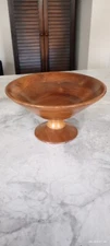 Vintage Walnut Pedestal Bowl Wood Footed Compote Console Fruit American 