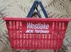 Full Size Plastic Hand Shopping Basket Red WESTLAKE ACE HARDWARE Handle Beach