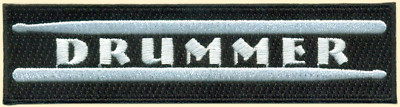 Drummer Embroidered Patch, Drumsticks, Bands, Rock and Roll, Beat, 