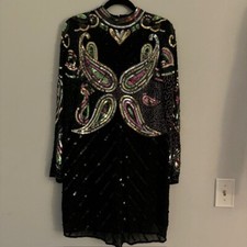 ASOS Beaded / Sequin Long Sleeve Dress Size 8