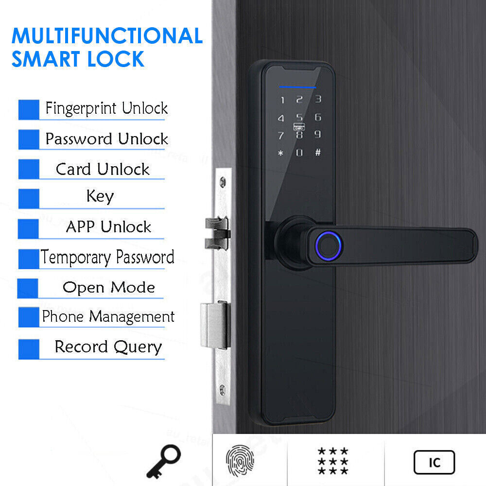 5-in-1 Smart Door Lock with WiFi Biometric Fingerprint Card PIN Key Access