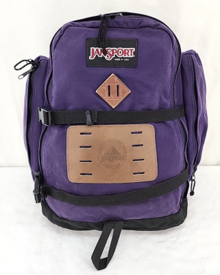 Vintage Jansport Canvas Leather Patch Backpack USA Purple