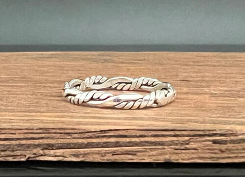 Thin Braided Silver Ring   925 Sterling Silver   Braided Silver Ring   - Afbeelding 1 van 12