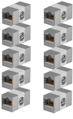 10 PCS CAT5E Full Shielded Network RJ45 InLine 8P8C F/F Coupler Cable Extender