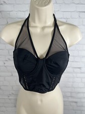 Glassons Classic Black Halter Underwire Unpadded CrissCross Detail Corset Bra 12